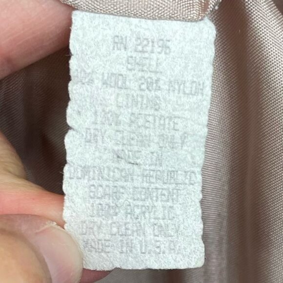 Herman Kay Vintage Wool Coat Oatmeal Tan Button-Up Lined Shoulder Pads Sze Large - Picture 7 of 8